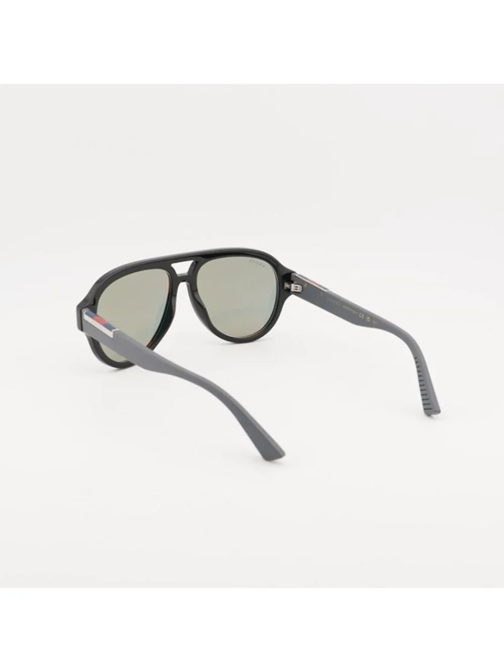 Gucci GG2088S 002 Sunglasses Black Aviator Frame, Green Lenses